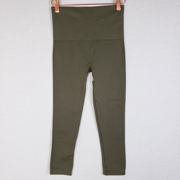 SPANX Look at Me Now Seamless Cropped Leggings Olive Green High Waisted size M - Picture 6 of 11